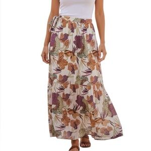 Rachel Zoe Colorful Floral Midi Faux Wrap Skirt – Size Large NWT